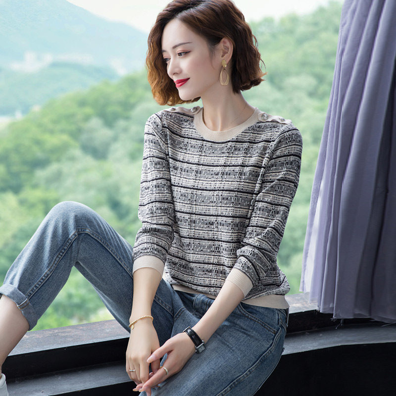 Ditutun short sweater women's autumn clothing 2021 new early autumn women's clothing outerwear knitted bottoming shirt top