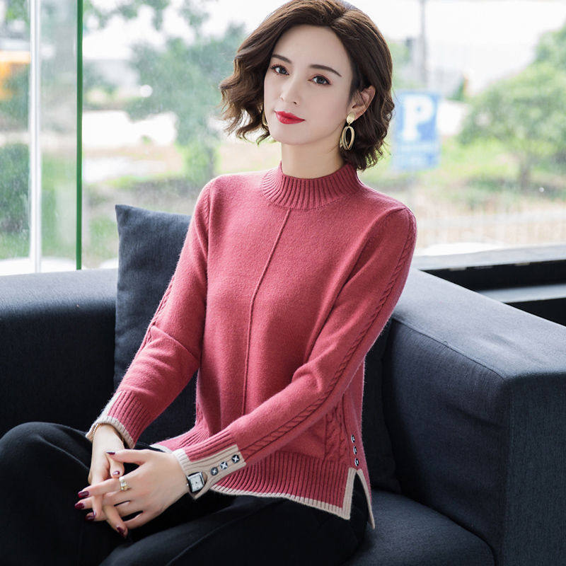 Dittutown 100 pure cashmere sweatshirt woman 2021 new autumn and winter loose outside wearing sweater knit base goat sweater