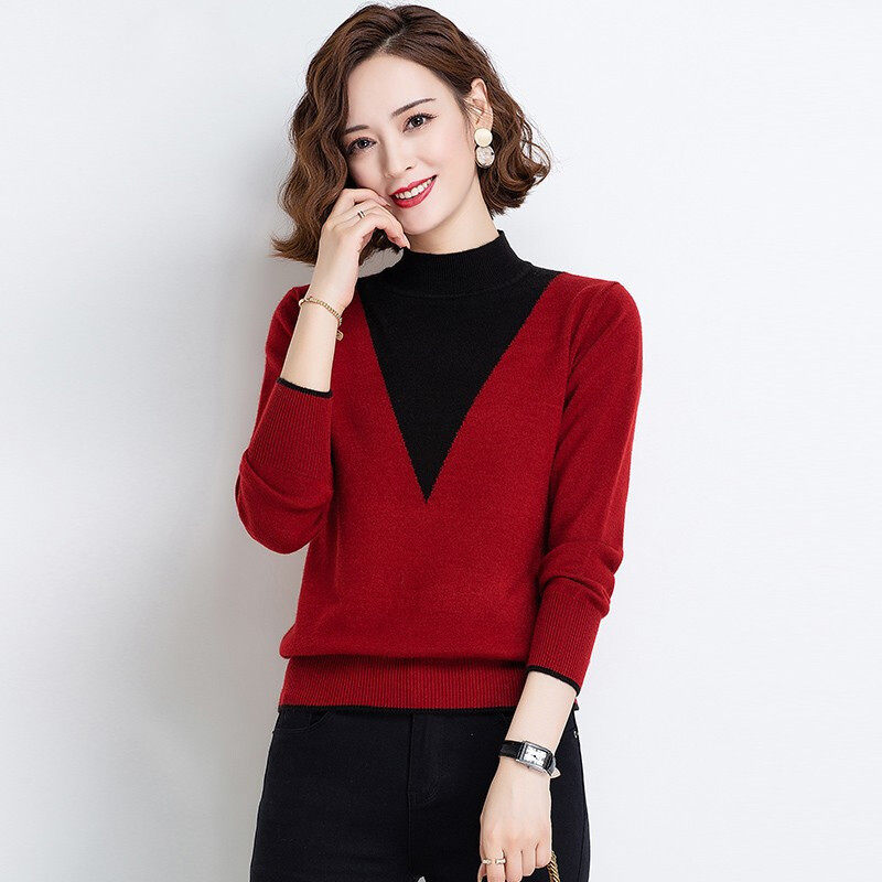 Dittudun Bull Year Red Sweaty Clothes Foreign Pie 2021 New Exploits Fake two blouses This year's women's dress