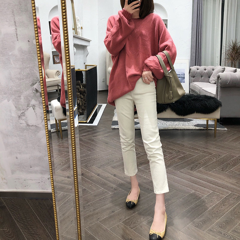 Di Tudun Jeans Woman Spring Autumn New High Waist Display Slim Straight Drum 90% Pants Mill Hair Slim Down Little Sub Smoke Pipe Pants