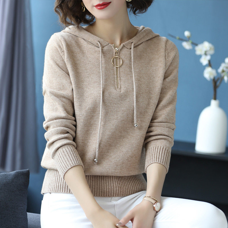 Ditu Dun Autumn Thin Hooded Sweatshirt Ladies Korean Autumn 2021 New Women's Fashion Knit Hoodie Trend