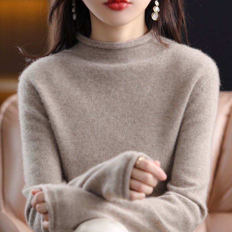 Dituton Half Turtleneck Sweater Women's Cashmere 2022 New Pullover Loose Bottoming Rolled Sweater