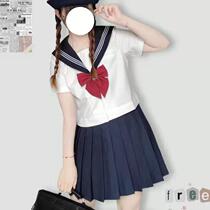 Mengsheng Chen JK uniform skirt Japanese cyanotic collar White three short sleeve set Navy style basic Seaber suit summer suit