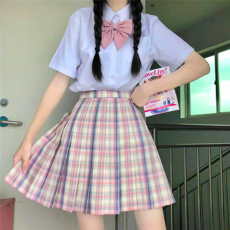 JK uniform shirt short sleeve female student tip half sleeve pure white 100 lap long sleeve shirt regular class jacket summer