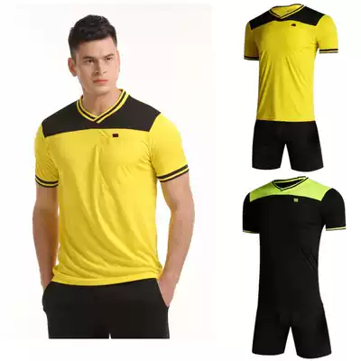 Football referee suit set short sleeve adult men's and women professional competition equipment football shorts match referee jersey