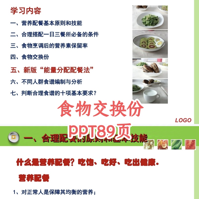 Food Exchange Portions Ppt: Basic Principles and Skills of Nutritional Meal Planning Courseware for Nutritionists Ppt