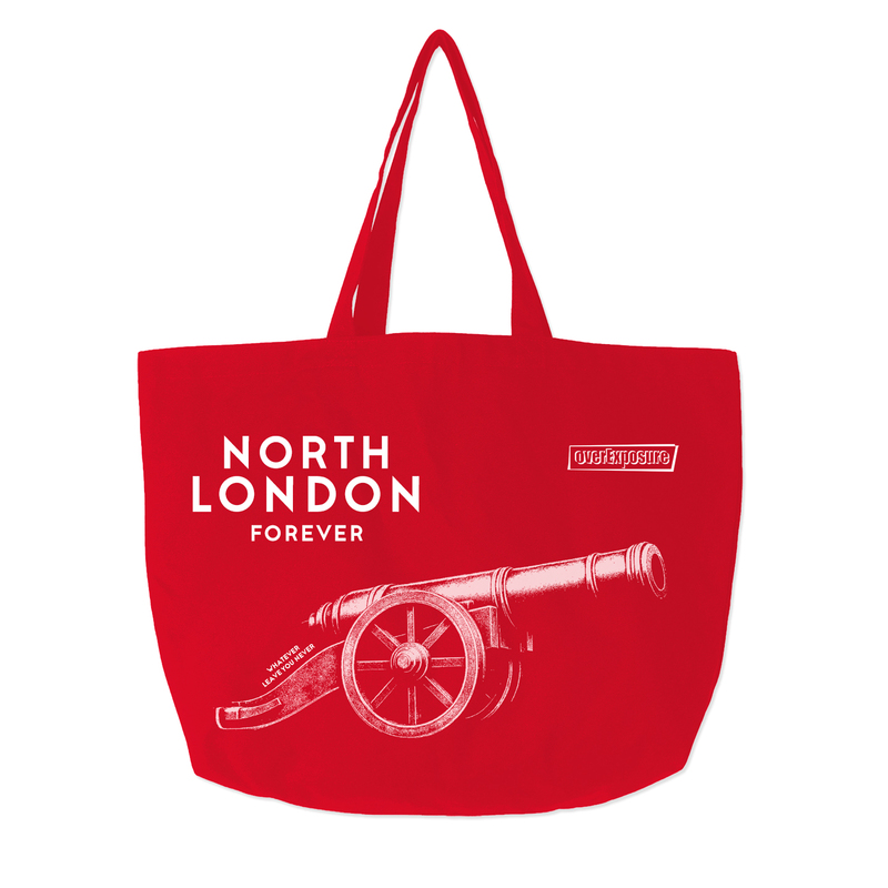 Forever North London Red and White Canvas Bag Single Shoulder Tote for Commuting and Shopping Extra Large Black Football Cultural and Creative Product