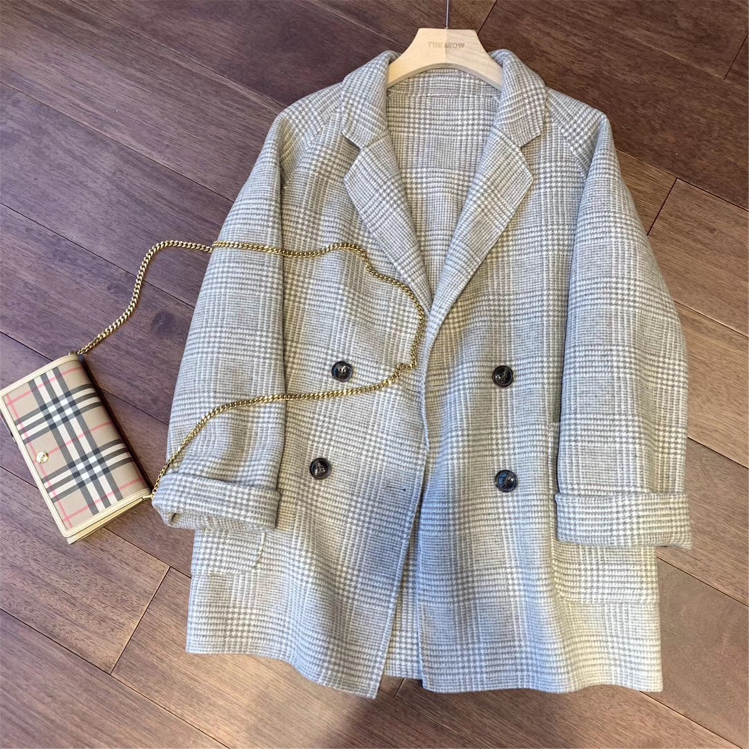 Clear bin benefits Australian wool double-sided pure wool 100 hitch long version signet coat jacket