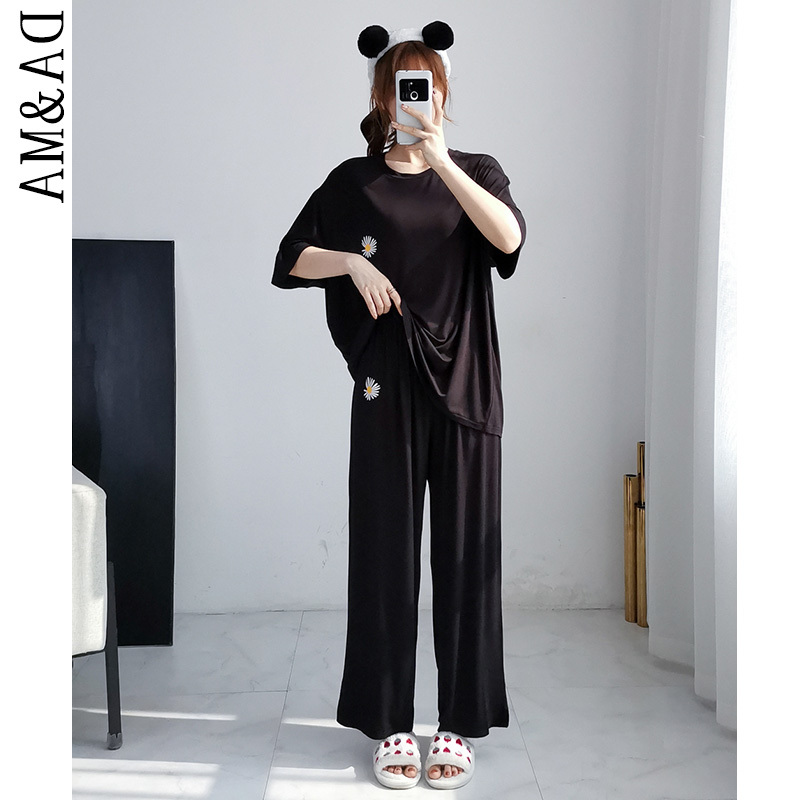 Plus Size Women's Summer Pajamas, Large Size 100kg Modal Thin Short-Sleeved Long Home Wear Set for Fat Women Plus Size Women's Summer Pajamas, Large Size 100kg Modal Thin Short-Sleeved Long Home Wear Set for Fat Women