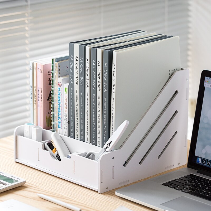 Four hurdles File Frame Sub-shelf Office Supplies Grand full Office Desktop Information Collation Archives Shelves Bookshelves Shelve shelf Multilayer Basket Book Frame Vertical Folder Containing box