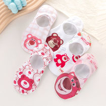 Socks womens thin boat socks strawberry bear socks shallow mouth invisible can not fall with the ins trend summer Japanese cute