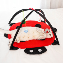 Cat tease cat stick toy kitten self-hi tent bell ball lying down to play cat toy set Easy to fold and convenient