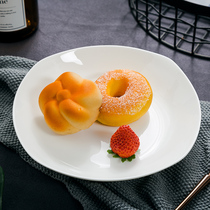Ceramic square plate bone China household dish plate soup plate pure white tableware Jingdezhen Western food plate plate Japanese steak