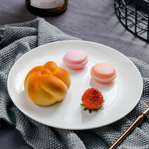 Ceramic plate tableware Bone china pure white Western food plate dish plate household steak plate round large shallow plate plate dessert