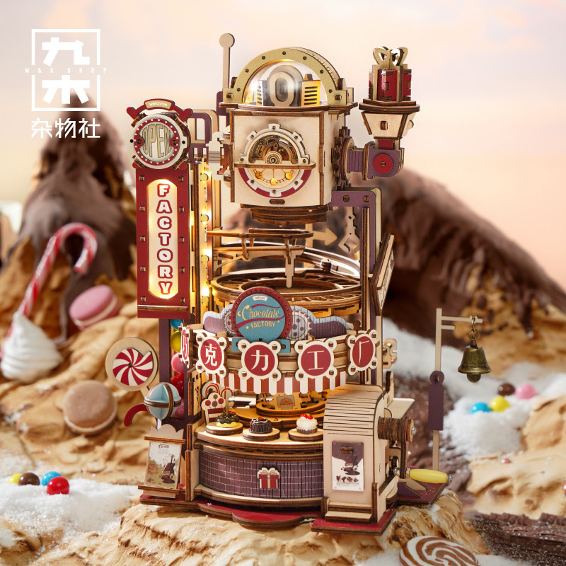 Nine Wood Debris Society 3D Stereopuzzle Handmade Diy Model Chocolate Factory Couple Birthday Presents To Girlfriend