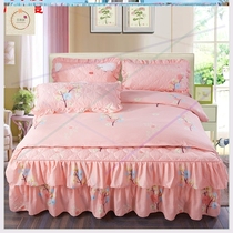 ins net red girl hearts thickened clips cotton princess wind bed linen pure cotton full cotton quilts with bunk bed skirt bed cover four pieces