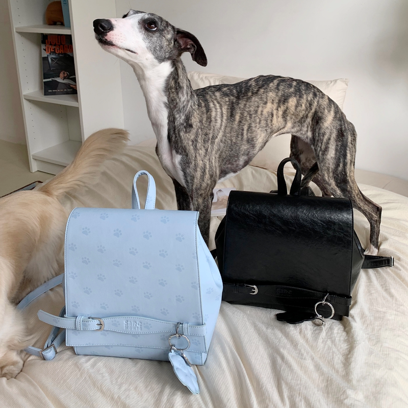 Sapic House* Original "Four Hundred Hits School Dropout Bag" Dog Paw Print Commuter Tote Backpack for Women
