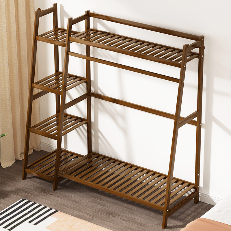 Hanger Floor-to-ceiling bedroom small household simple Nordic art Wooden solid wood coat rack rental room with light luxury