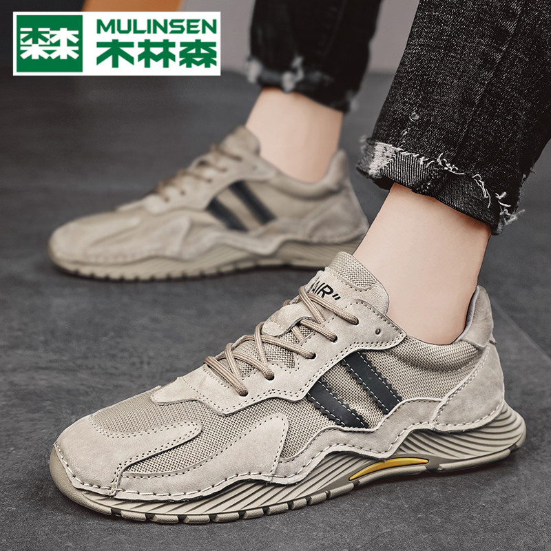 Wolinson men's shoes 2022 new tide winter retro leather casual leather shoes tide brand large number 45 46 47