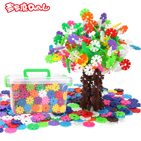 3C认证 多多鹿 加厚雪花片积木塑料拼插玩具 320片 优惠券折后￥9.9包邮（￥14.9-5）送收纳箱+说明书