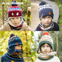 Korean momofriends childrens hat scarf set male and female children baby hat scarf two-piece plus Velvet