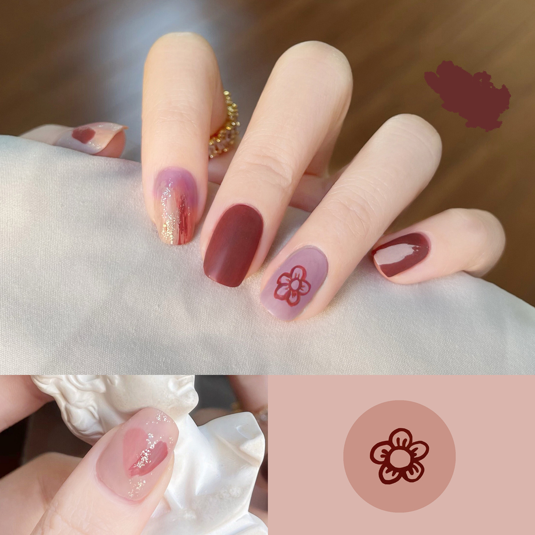 Small series 3 day dry permanent flower gel sticker only beauty stereo cute gentleness refers to durable waterproof