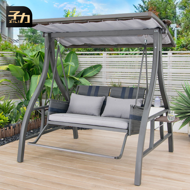Sub-Force Outdoor Solar Energy SWING Rocking Chair Terrace Terrace Courtyard Garden Garden Double swing Balcony Hoist Chair Rocking Chair