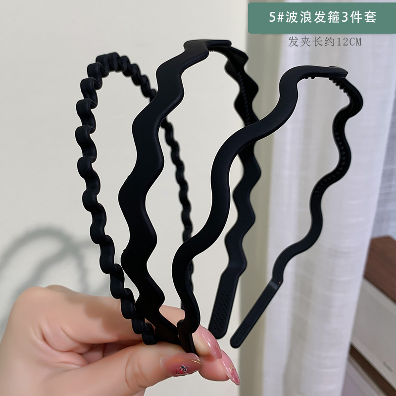 images 18:Smolted black hair hoop In summer, wear a hair card and shredded hair to organize the artifact with tooth pressing hair and decorate the face hoop