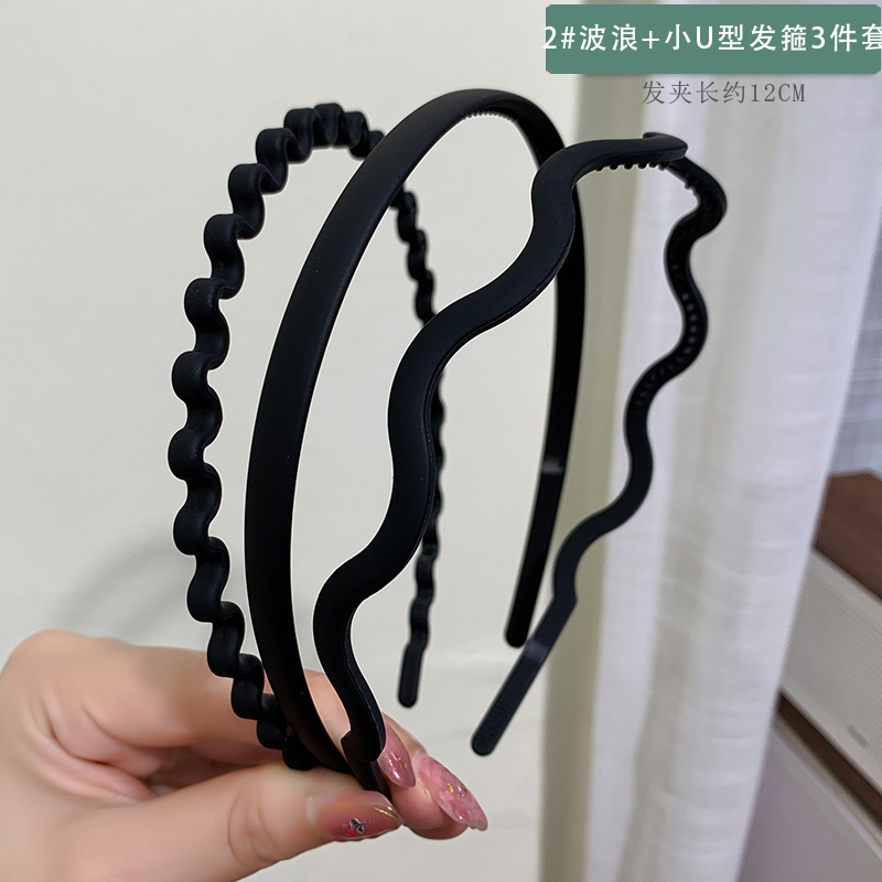 images 16:Smolted black hair hoop In summer, wear a hair card and shredded hair to organize the artifact with tooth pressing hair and decorate the face hoop