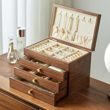 Custom solid wood jewelry box ring earrings