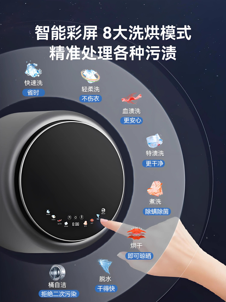 Mini Automatic Washing Machine for Underwear, Socks, and Other Small Items, Wall-Mounted, Compact, with Washing, Drying, and Spinning Functions, Suitable for Lazy People