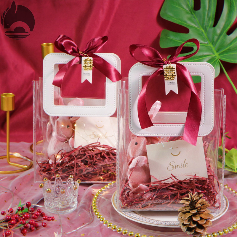Transparent accompanying gift bag bridesmaid gift bag gift box ins high-end portable gift bag transparent empty box packaging bag
