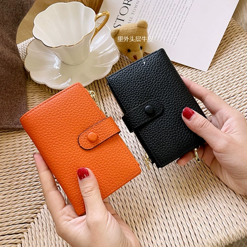 Кожаный бумажник, картхолдер, небольшая дизайнерская сумка через плечо, из натуральной кожи, 2022, в корейском стиле