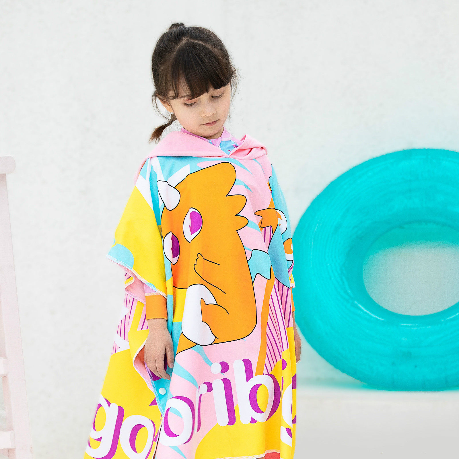 oribigo children Beach bathrobe for boys and girls hooded swimming moisture quick-drying cloak baby bath bath bath towel