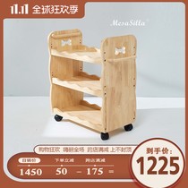 MesaSilla solid wood multifunctional baby kitchen bathroom trolley wheel moving multi-layer storage rack