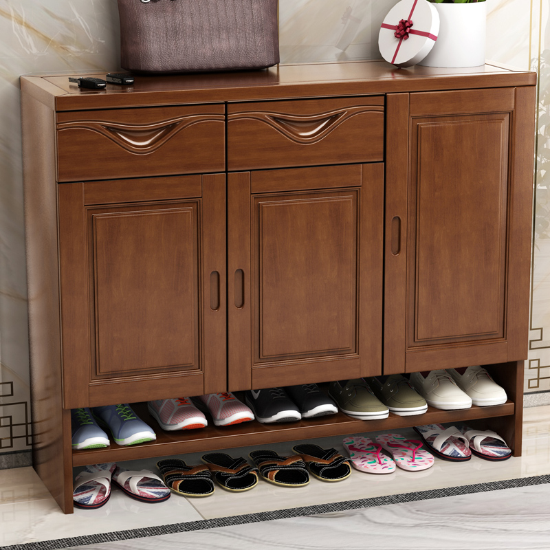 Solid wood shoe cabinet entry door cabinet large-capacity door storage cabinet multi-functional porch partition foyer porch foyer cabinet