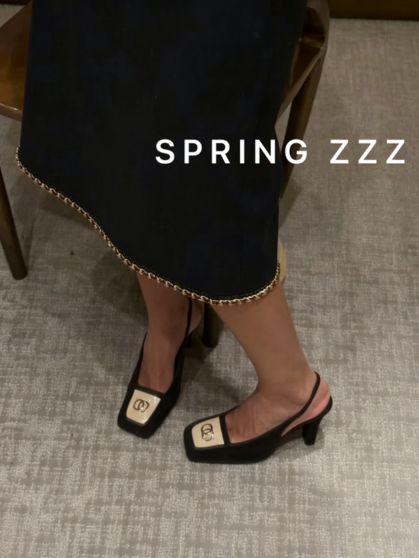 【Spring Zzz】26K New Autumn and Winter Style Brown Suede and Patent Leather Color-Blocking Back Strap Chunky Heel Shoes 【Spring Zzz】26K New Autumn and Winter Style Brown Suede and Patent Leather Color-Blocking Back Strap Chunky Heel Shoes