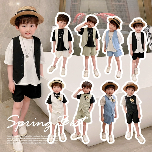 Летний костюм мальчика цветочника, пиджак классического кроя для отдыха, наряд для музыкальных выступлений, в британском стиле, в западном стиле