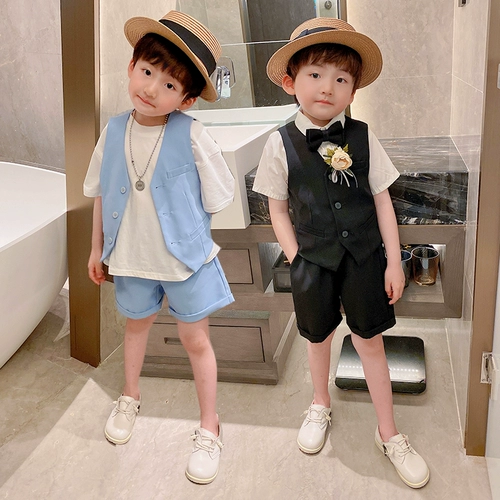 Летний костюм мальчика цветочника, пиджак классического кроя для отдыха, наряд для музыкальных выступлений, в британском стиле, в западном стиле