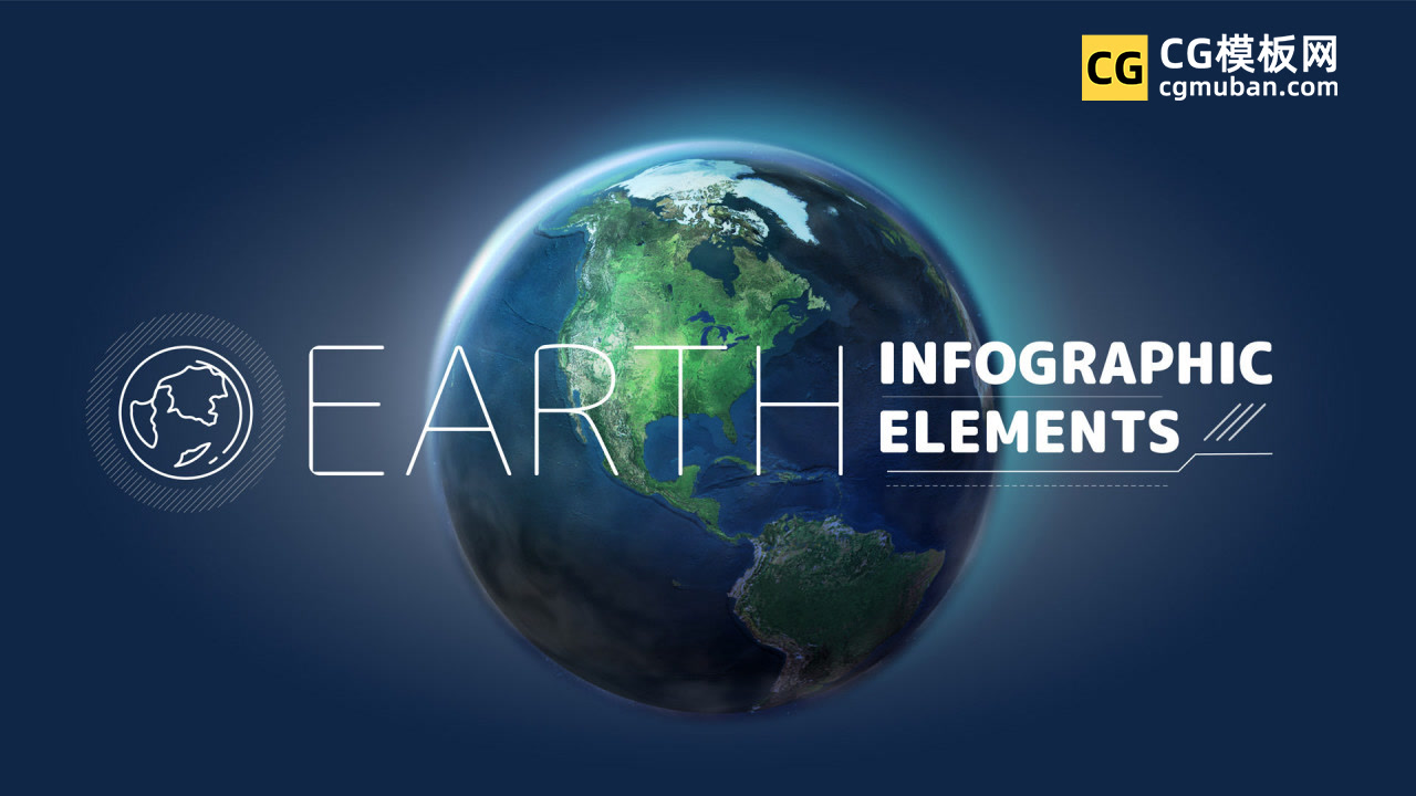 AE模板：AE地球背景图标元素  9个讲解地图动画 Earth Infographic Elements插图