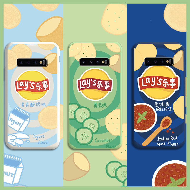 The fun potato chip is suitable for Samsung s10 mobile phone protection shell woman s10e liquid silicone s10 full package lens plus anti-fall ten soft shell galaxy ultra slim net red couple new cartoon bail