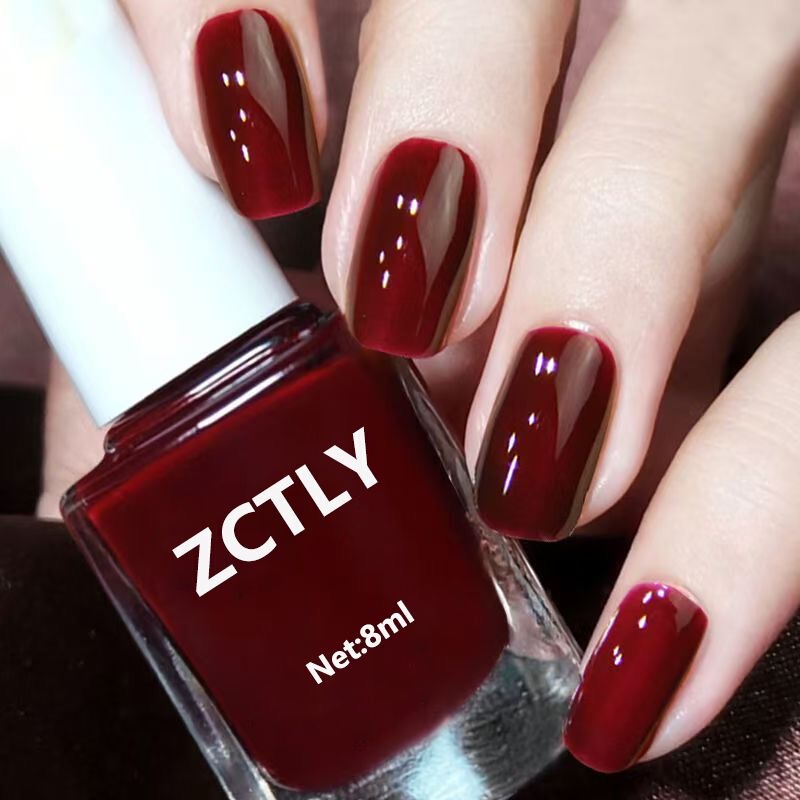 2026 New Cherry Color Nail Polish, No-Bake, Quick-Drying, Long-Lasting, Non-Peelable, White Wine Red Toenail Polish for Women