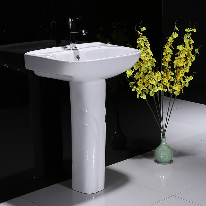 Huida column basin Ceramic wash basin Household balcony one-piece wash basin Small apartment vertical art washbasin washbasin