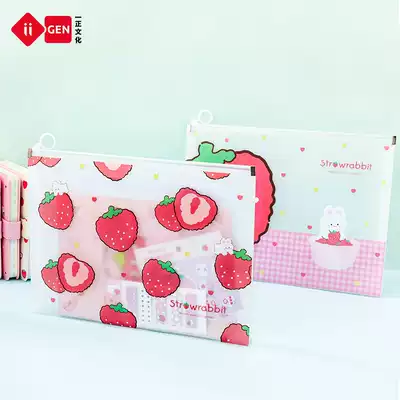 Yisheng stationery fine sparkling frosted material storage bag students use cute A5 zipper bag large capacity waterproof data file storage file bag cosmetics storage bag A4