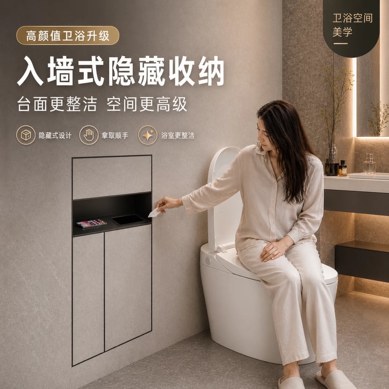 Hidden Stainless Steel Niche Bathroom Toilet Built-In Trash Can Tissue Box Storage Rack Wall Cabinet Hidden Stainless Steel Niche Bathroom Toilet Built-In Trash Can Tissue Box Storage Rack Wall Cabinet