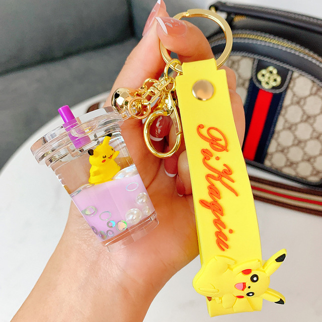 Pikachu Milk Tea Cup - Purplea bag unicorn Milk tea cup Pendant Key buckle female delicate ins lovely Internet celebrity originality girl Bag Hanging decoration