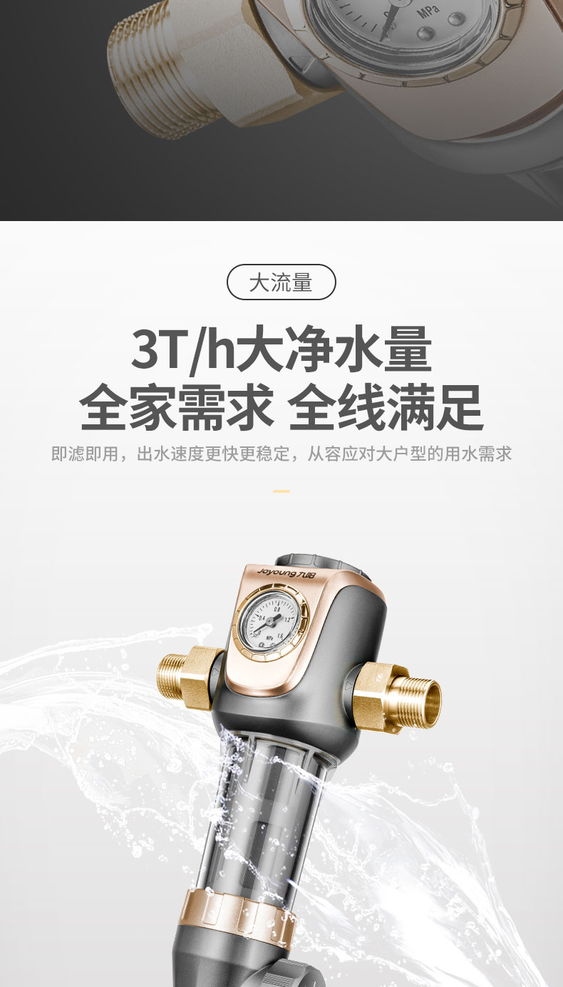 九阳 QZ06 反冲洗前置净水器 全屋净化 终身免滤芯 图5