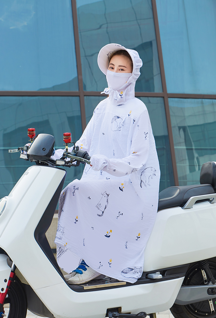 Electric car sunscreen clothing Female long version of summer full body sunscreen clothing Riding electric car motorcycle sunshade artifact