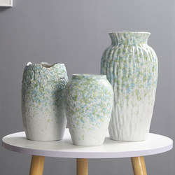 Non-Porous New Chinese-Style Ceramic Vase Home Living Room Decoration Ornament Entrance Flower Arrangement Gypsophila Dried Flower Arrangement Container