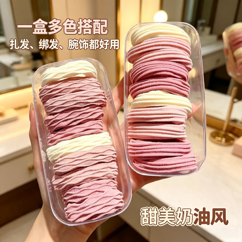 High Elasticity Bean Paste Pink Hair Tie That Doesn'T Damage Hair, Durable Colorful Towel Hair Ring for Women High Elasticity Bean Paste Pink Hair Tie That Doesn'T Damage Hair, Durable Colorful Towel Hair Ring for Women